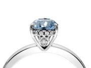 Solitaire Engagement Ring Setting for Fancy Blue Pear-Shaped Center with Fine Wire Band and Prong Head in Sterling Silver
