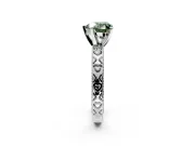 Solitaire Engagement Ring Setting for Fancy Green Heart-Shaped Center with XO Engraved Band and Prong Head in Sterling Silver