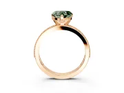 Milgrain Pave Engagement Ring Setting for Fancy Green Heart-Shaped Center with Accent Band and Prong Head in Rose Gold