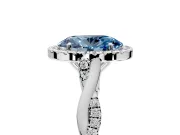 Halo Engagement Ring Setting for Fancy Blue Oval Center with Twist Band and Prong Head in White Gold