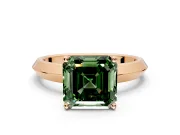 Solitaire Engagement Ring Setting for Fancy Green Asscher Cut Center with Wide Knife Ridge Band and Prong Head in Rose Gold