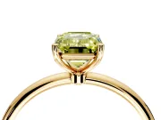 Solitaire Engagement Ring Setting for Fancy Yellow Emerald Cut Center with Straight Thin Band and Prong Head in Yellow Gold