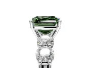 5 Stone Engagement Ring Setting for Fancy Green Asscher Cut Center with Graduated Accents and Prong Head in Platinum