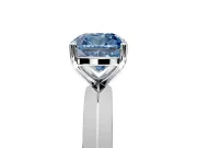 Solitaire Engagement Ring Setting for Fancy Blue Cushion Cut Center with Wide Knife Ridge Band and Prong Head in Platinum