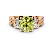 Solitaire Engagement Ring Setting for Fancy Yellow Round Cut Center with Grooved Bar Accent Band and Prong Head in Rose Gold