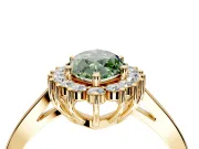 Starburst Halo Engagement Ring Setting for Fancy Green Marquise Center with Flat Cathedral Band and Prong Head in Yellow Gold