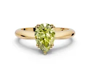 Solitaire Engagement Ring Setting for Fancy Yellow Pear-Shaped Center with Reverse Tapered Band and Prong Head in Yellow Gold