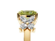 Floral Engagement Ring Setting for Fancy Yellow Emerald Cut Center with Marquise Cluster Shoulders and Prong Head in Yellow Gold