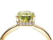 Hidden Halo Engagement Ring Setting for Fancy Yellow Radiant Cut Center with Wide Flat Plain Band and Prong Head in Yellow Gold