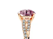 Solitaire Engagement Ring Setting for Fancy Pink Round Cut Center with Twisted Pave Split Shank and Prong Head in Rose Gold