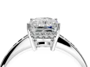 Solitaire Engagement Ring Setting for Radiant Cut Center with Channel-Set Accent Band and Prong Head in Platinum