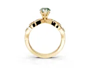 Solitaire Engagement Ring Setting for Fancy Green Pear-Shaped Center with Criss-Cross Accent Band and Prong Head in Yellow Gold