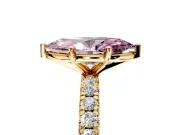 Solitaire Engagement Ring Setting for Fancy Pink Marquise Center with Shared-Prong Accents and Prong Head in Yellow Gold