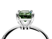 Minimalist Solitaire Engagement Ring Setting for Fancy Green Emerald Cut Center with Thin Band and Prong Head in Platinum