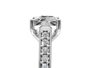 Solitaire Engagement Ring Setting for Princess Cut Center with Pave Cathedral Band and Prong Head in White Gold
