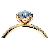 Solitaire Engagement Ring Setting for Fancy Blue Pear-Shaped Center with Micro Pave Band and Prong Head in Yellow Gold