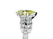 Cluster Engagement Ring Setting for Fancy Yellow Pear-Shaped Center with 2-Row Shoulder Clusters and Prong Head in Platinum