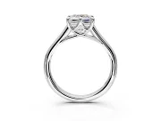Solitaire Engagement Ring Setting for Princess Cut Center with Cathedral Band and Prong Head in Sterling Silver