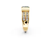 Bezel Engagement Ring Setting for Fancy Green Princess Cut Center with Wide Channel-Set Band and Bezel Head in Yellow Gold