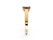 Solitaire Engagement Ring Setting for Fancy Pink Emerald Cut Center with Tapered Split Shoulders and Prong Head in Yellow Gold