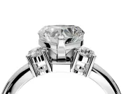 3 Stone Engagement Ring Setting for Heart-Shaped Center with Wide Plain Band and Prong Head in Platinum