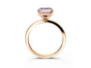 Solitaire Engagement Ring Setting for Fancy Pink Asscher Cut Center with Thin Rounded Plain Band and Prong Head in Rose Gold
