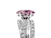 Solitaire Engagement Ring Setting for Fancy Pink Oval Center with Woven 3-Strand Pave Band and Prong Head in Sterling Silver