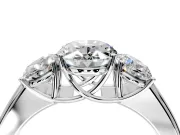 3 Stone Engagement Ring Setting for Oval Center with Raised Basket Heads and Prong Head in Platinum