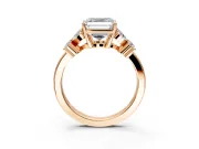 Floral Engagement Ring Setting for Asscher Cut Center with Marquise Cluster Shoulders and Prong Head in Rose Gold