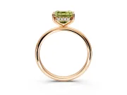 Hidden Halo Engagement Ring Setting for Fancy Yellow Asscher Cut Center with Thin Round-Wire Band and Prong Head in Rose Gold