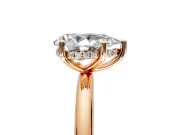 Hidden Halo Engagement Ring Setting for Pear-Shaped Center with Thin Round-Wire Band and Prong Head in Rose Gold