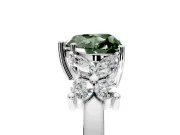 Floral Engagement Ring Setting for Fancy Green Heart-Shaped Center with Marquise Cluster Shoulders and Prong Head in White Gold