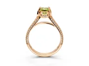 Solitaire Engagement Ring Setting for Fancy Yellow Emerald Cut Center with Accented Split Shank and Prong Head in Rose Gold
