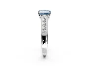 Solitaire Engagement Ring Setting for Fancy Blue Princess Cut Center with Cathedral Channel Band and Prong Head in Sterling Silver
