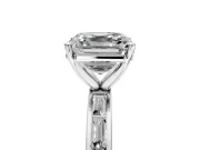 Solitaire Engagement Ring Setting for Asscher Cut Center with Channel Baguette Band and Prong Head in Platinum