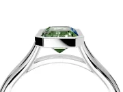 Solitaire Engagement Ring Setting for Fancy Green Emerald Cut Center with V Split Shank and Bezel Head in Platinum