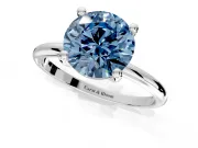 Minimalist Solitaire Engagement Ring Setting for Fancy Blue Round Cut Center with Thin Band and Prong Head in Platinum