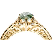 Floral Engagement Ring Setting for Fancy Green Marquise Center with Four Accent Clusters and Prong Head in Yellow Gold