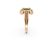 Solitaire Engagement Ring Setting for Fancy Yellow Emerald Cut Center with Twisted Band and Scroll Prong Head in Rose Gold