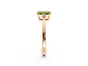 3 Stone Engagement Ring Setting for Fancy Yellow Emerald Cut Center with Low-Set Round Cut Accents and Prong Head in Rose Gold