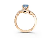 Solitaire Engagement Ring Setting for Fancy Blue Cushion Cut Center with Filigree Band and Prong Head in Rose Gold