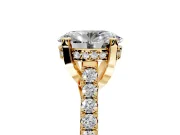 Solitaire Engagement Ring Setting for Oval Center with Widening Pave Band and Claw Prong Head in Yellow Gold