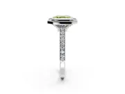 Halo Engagement Ring Setting for Fancy Yellow Asscher Cut Center with Milgrain Pave Band and Bezel Head in Sterling Silver