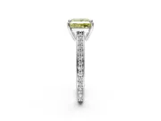 Solitaire Engagement Ring Setting for Fancy Yellow Princess Cut Center with Channel-Set Accent Band and Prong Head in Platinum