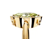 Halo Engagement Ring Setting for Fancy Yellow Marquise Center with Tapered Plain Band and Prong Head in Yellow Gold