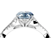 Solitaire Engagement Ring Setting for Fancy Blue Oval Center with Twisted Pave Split Shank and Prong Head in Platinum