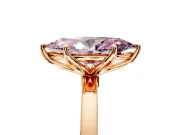 Solitaire Engagement Ring Setting for Fancy Pink Marquise Center with Thin Rounded Plain Band and Prong Head in Rose Gold