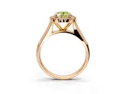 Halo Engagement Ring Setting for Fancy Yellow Oval Center with Square Band and Prong Head in Rose Gold