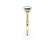 Solitaire Engagement Ring Setting for Fancy Blue Princess Cut Center with Channel Accents and Prong Head in Yellow Gold
