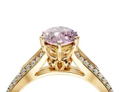 Solitaire Engagement Ring Setting for Fancy Pink Marquise Center with Pave Rail Split Shank and Prong Head in Yellow Gold